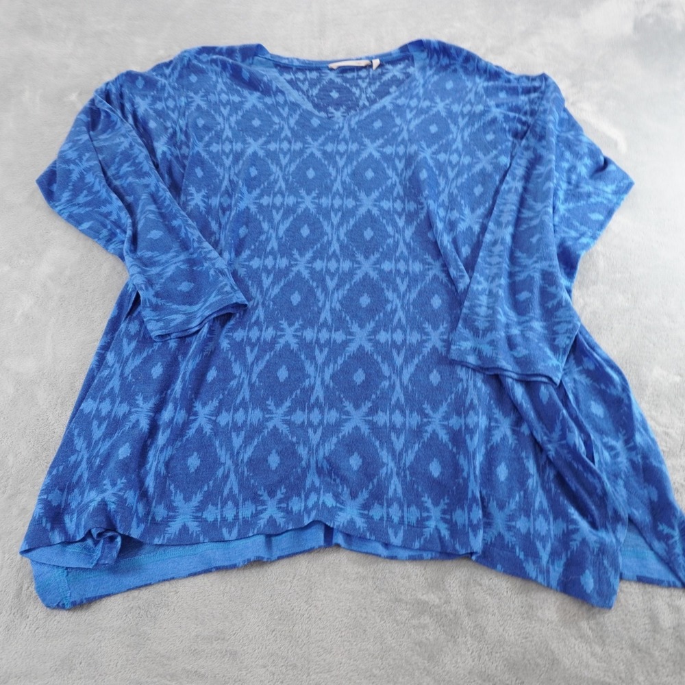 Soft Surroundings Tunic Top Womens 3X Blue Geometric Long Sleeve Stretch Casual - Picture 10 of 12